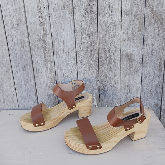 Steven By Steve Madden Womens Leather Platform Fabee Clog Sandals Cognac Size 9 - Picture 3 of 8